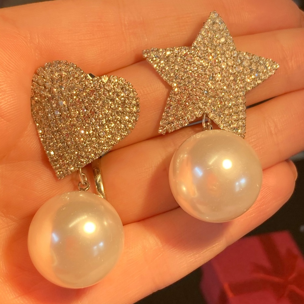 Beautiful Rhinestone Asymmetrical Earrings - Picture 5 of 5